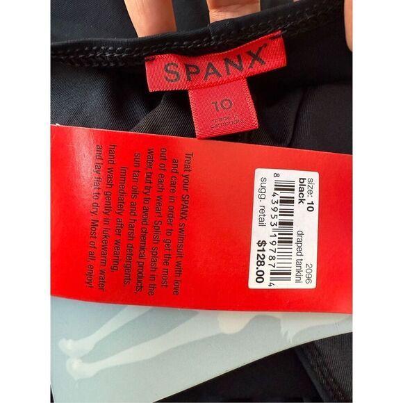 SPANX Whittle Waistline Draped Tankini Swimsuit Top In Black Size 10 - Picture 6 of 9